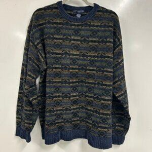 0439 Ivy Crew Vintage Knit Sweater — Cozy Retro 90s Pattern, Chunky Knit size L